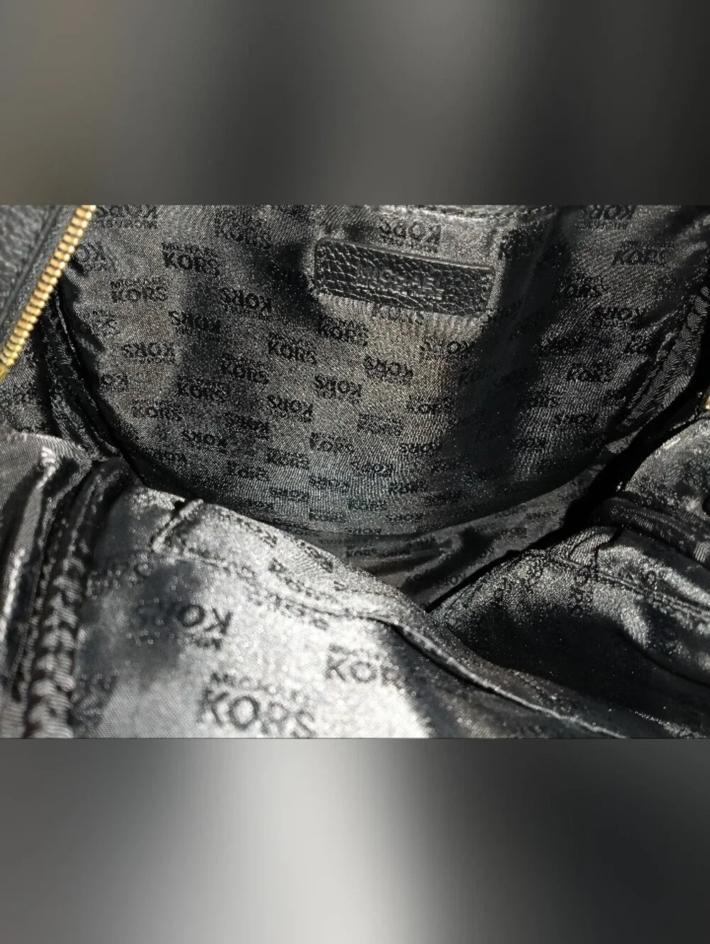 Michael Kors Black Leather Backpack with Gold Accents